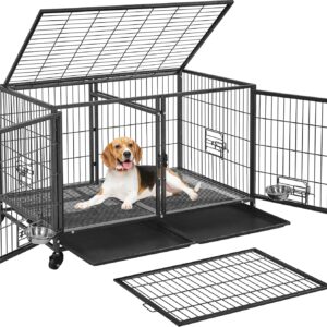 Yaheetech 42.5 Inch Stackable Dog Crate with Divider for Small Medium Dogs