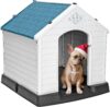 ZENY Plastic Dog House – Waterproof Dog Kennel with Air Vents and Elevated Floor All Weather Indoor Outdoor Insulated Doghouse Puppy Shelter, Easy to Assemble