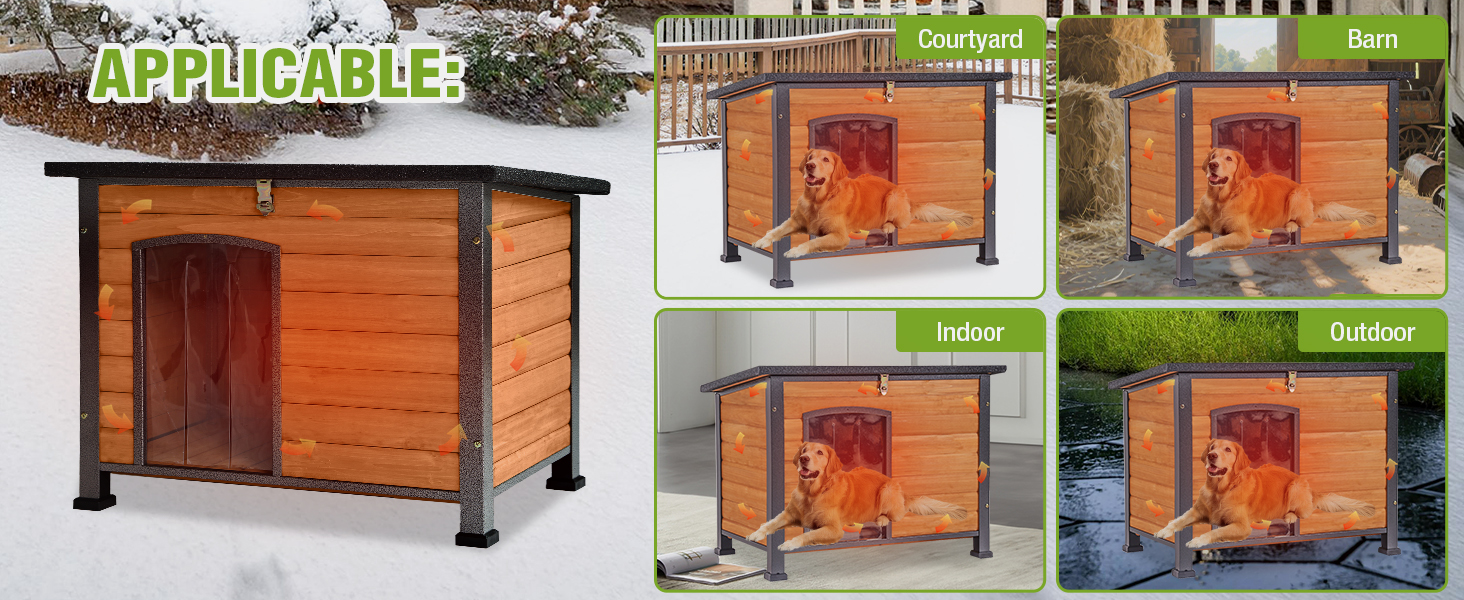 Heated Dog House Outdoor Dog House Insulated Large Weatherproof Dog Shelter with Heated Pad