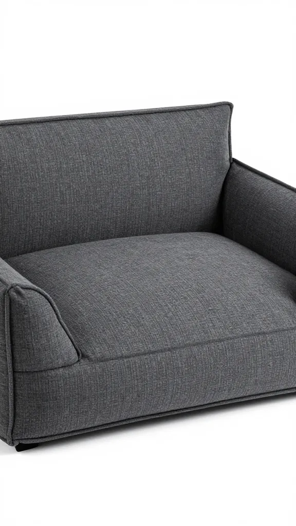 charcoal fabric dog bed with lift-top storage bench