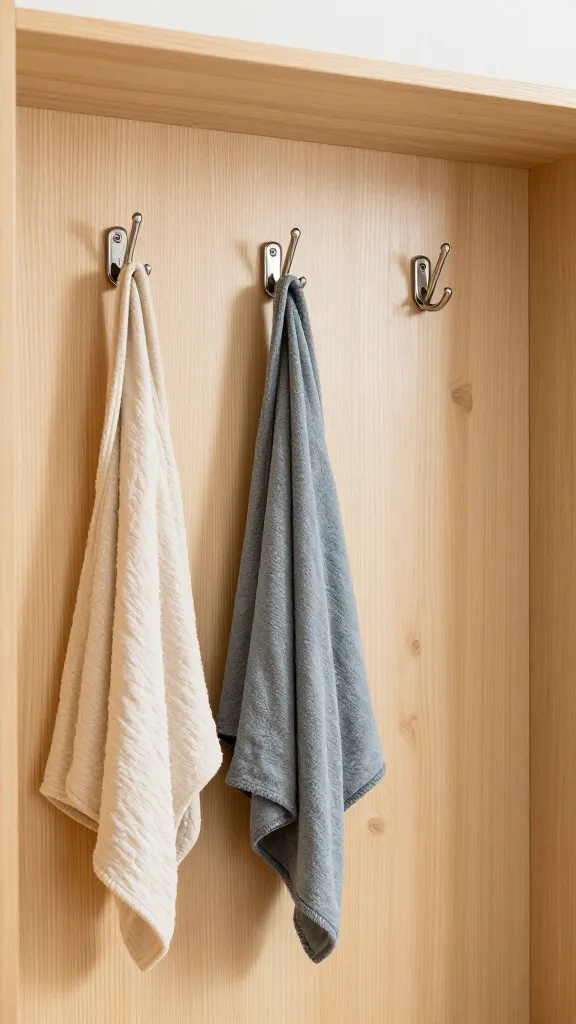 Scandinavian mudroom wall organizer with labeled leash hooks