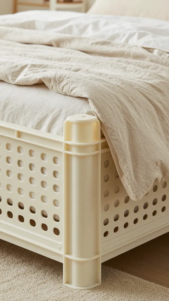 Plastic crash-tested crate styled with cozy neutral bedding