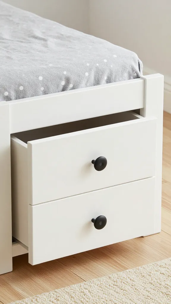 toy storage drawer under dog bed, matte black pulls