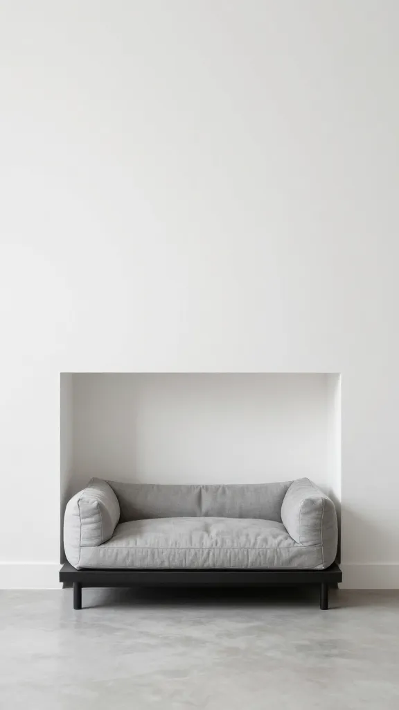 minimalist living room wall niche dog bed with cushion