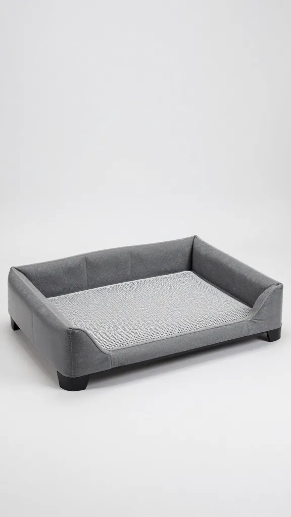 PVC raised dog bed with mesh sling, studio lighting