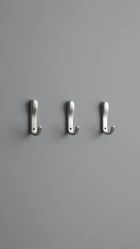 Minimal dog-tail hooks mounted on matte wall