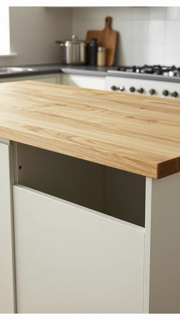 Ikea kitchen island hiding crate, butcher block top