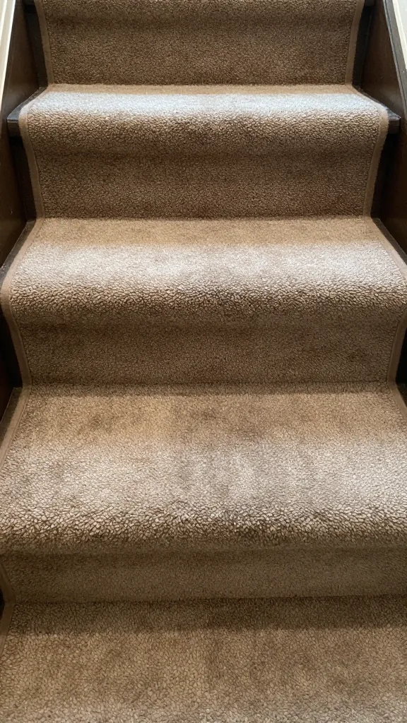 close-up of carpeted dog step treads