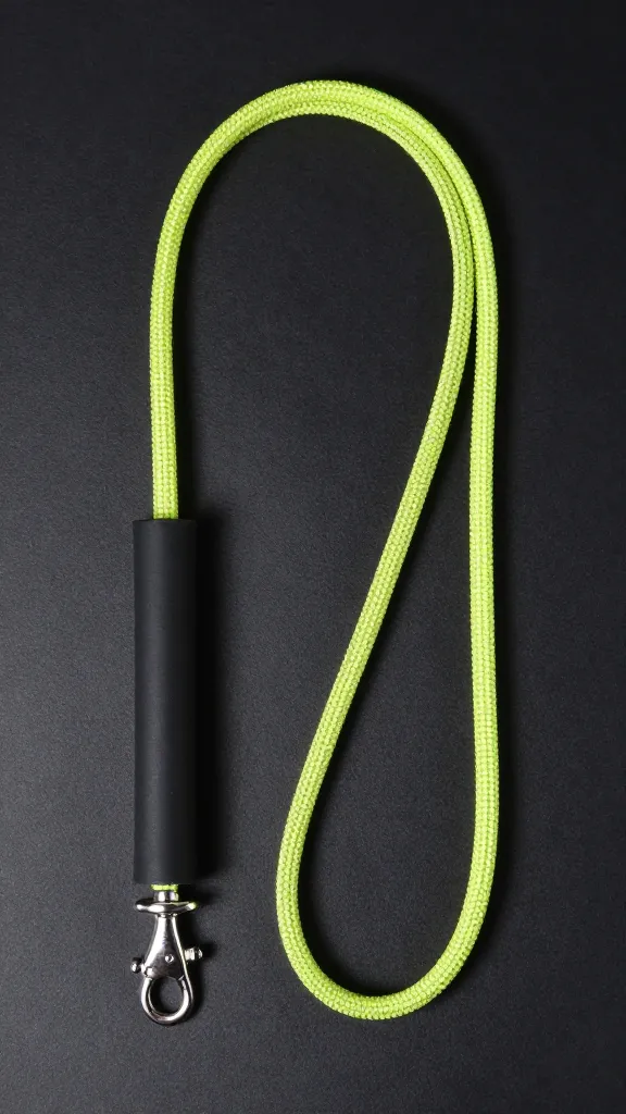 reflective rope leash with heat-shrink tubing finish, product shot