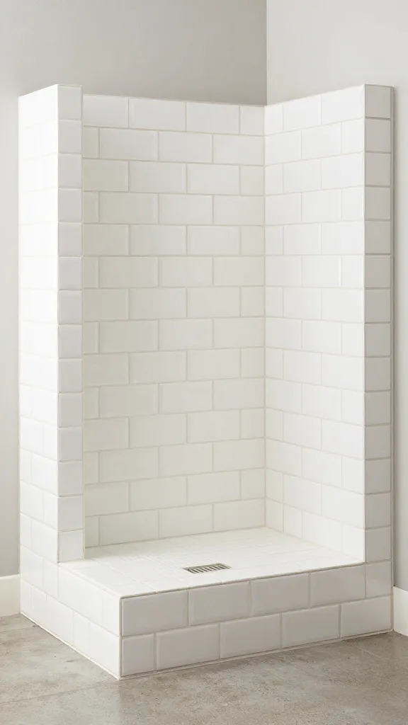 Elevated dog wash station with subway tile and drain