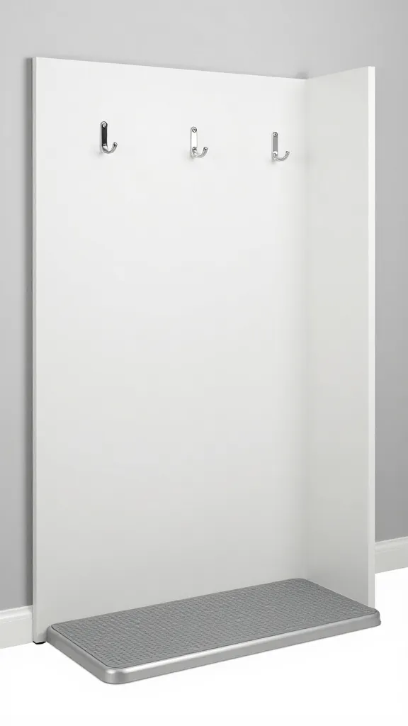 Grooming station with non-slip floor and wall hooks