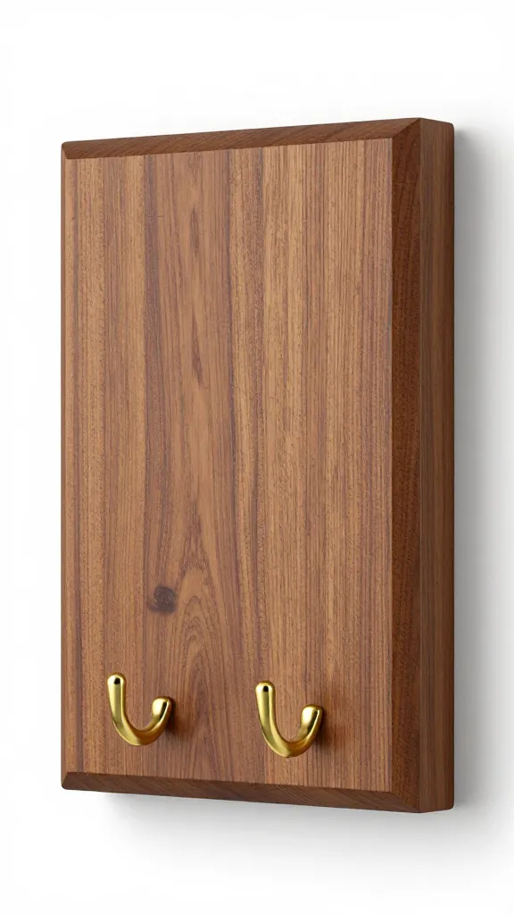 Wooden wall plaque with brass leash hooks