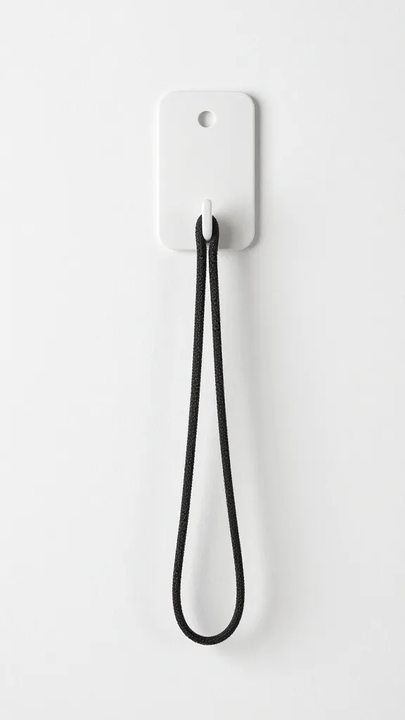 Adhesive minimalist hooks by doorway, single leash hanging