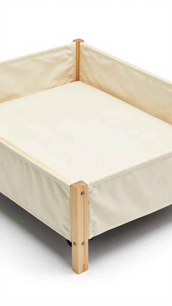 DIY wooden dog bed frame with removable canvas cover