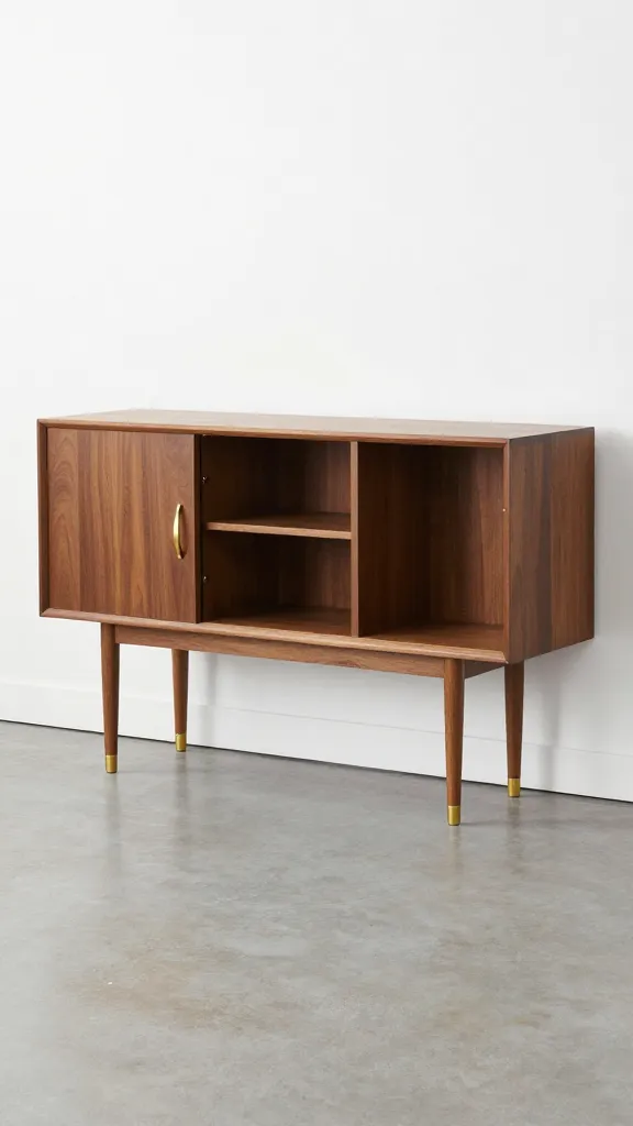 Mid-century Ikea Ivar dog crate console, brass handles