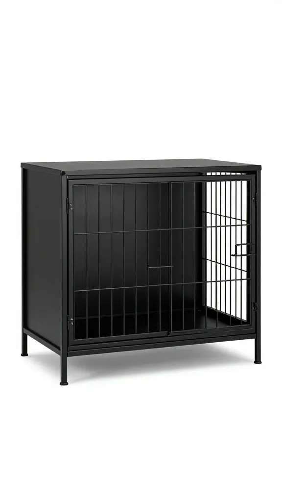 Hemnes sideboard dog crate, matte black, clean studio background