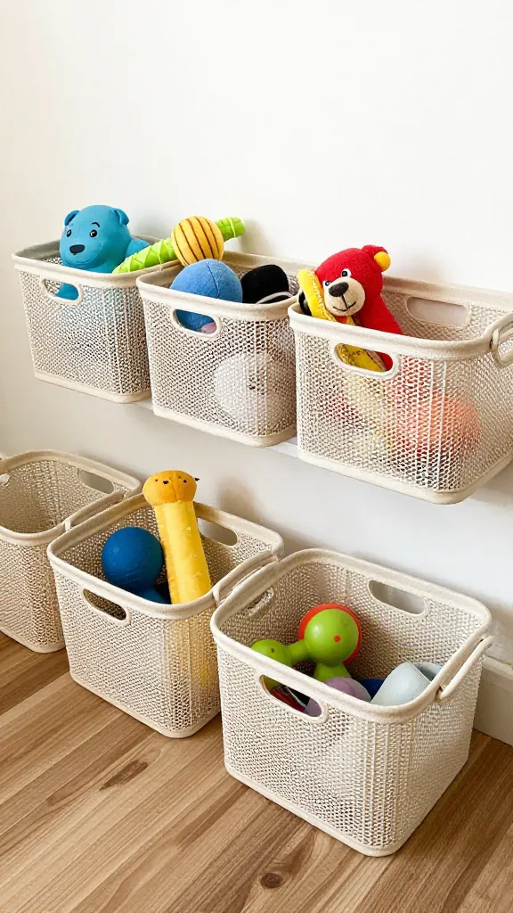 compact dog zone with storage baskets and chew toys