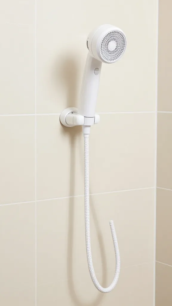 mudroom dog wash station with handheld sprayer, tiled walls