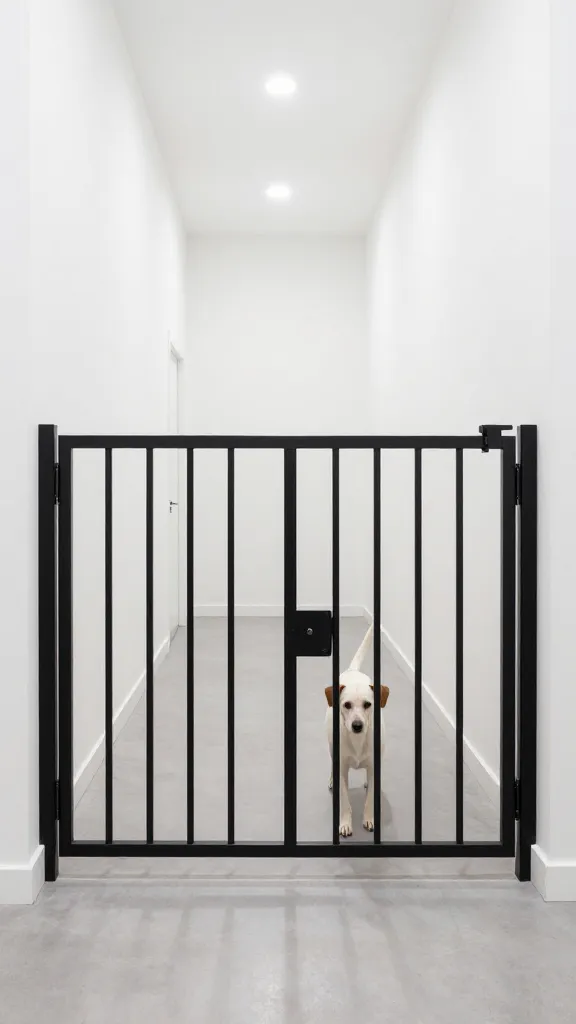 wide hallway dog zone with half-door gate