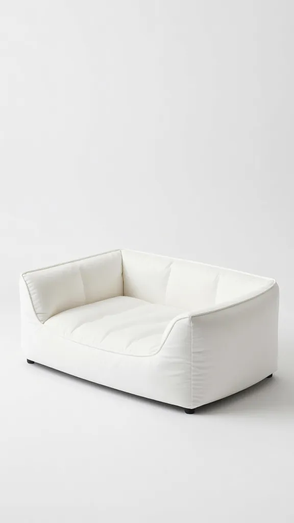 Minimalist white corner dog bed with memory foam insert