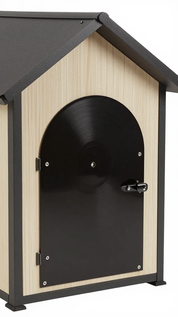 Heavy vinyl door flap on small boxy dog house