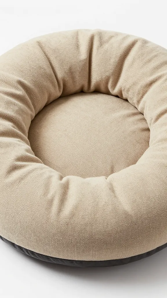 removable knit slipcover on standard donut dog bed, close-up