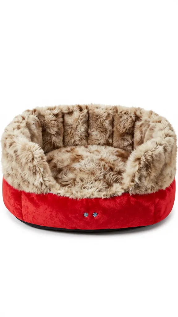 faux fur dog bed matching red tree skirt