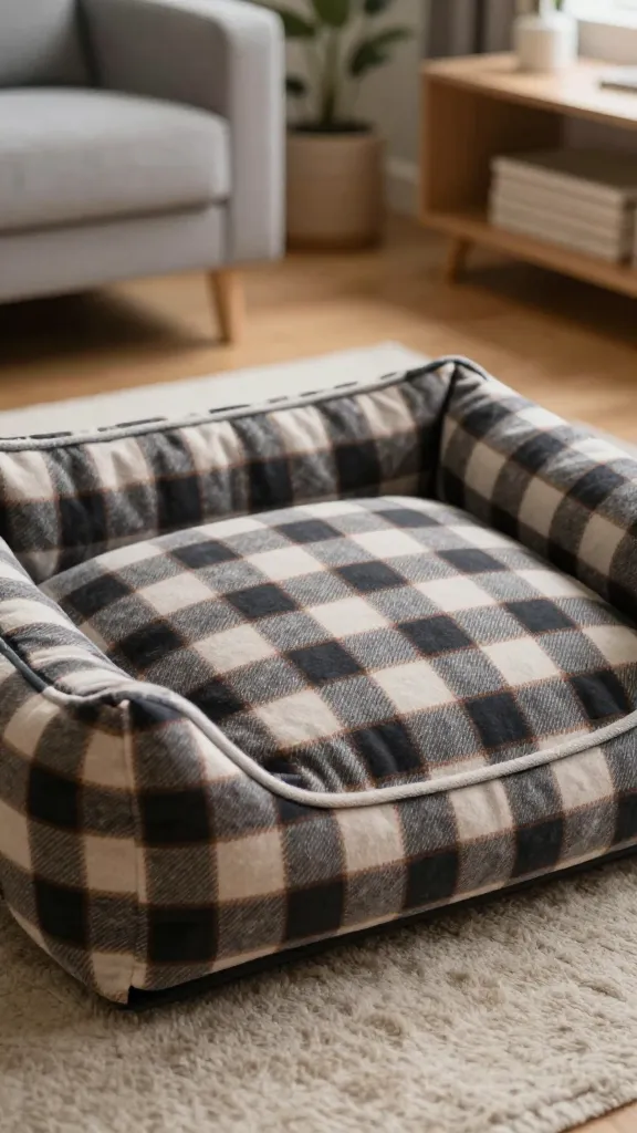 cozy flannel dog bed with removable cover, winter living room