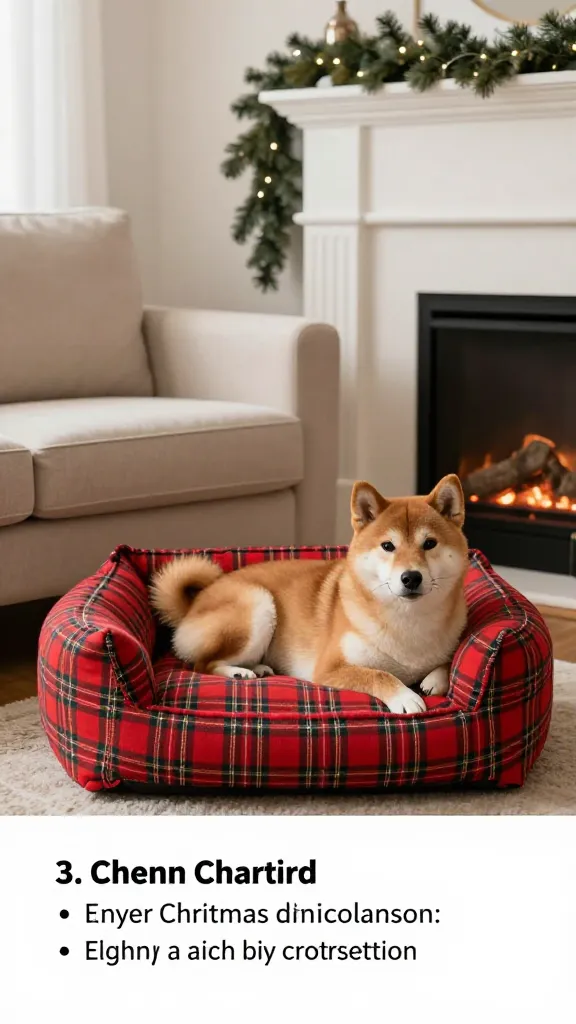 Listicle In-Text Image Prompt:

Warm living room scene with a Christmas-ready fabric floor cushion dog bed in red plaid, resting shiba inu, neutral sofa, faux pine garland on mantel, eye-level angle, photorealistic, vertical 2:3, warm natural light, no text, no signs, no plaques