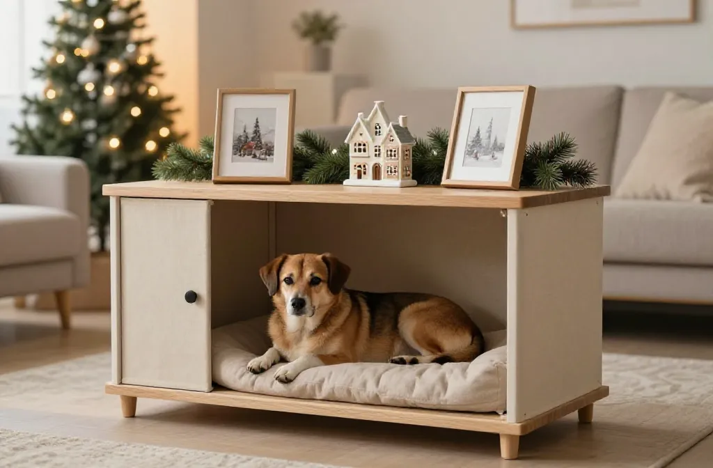Cozy Christmas Dog Crate Furniture Decor That Wows