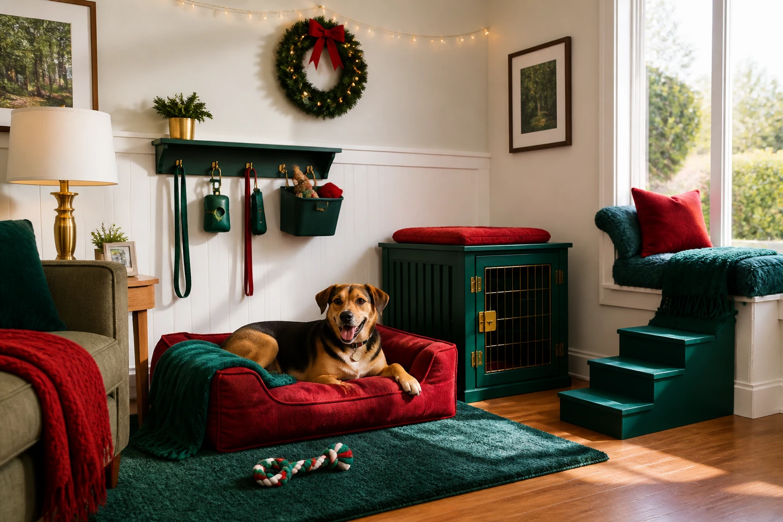 5 Christmas Dog Room Ideas with Bold Festive Color That Pop