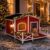 39.3″ Insulated Dog House Outdoor for Small & Medium Dogs, Wooden Dog House with Removable Insulated Liner, Weatherproof Outdoor Dog Kennel with Porch, Openable Roof, Elevated Floor, PVC Curtain, Red