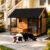 43″ Large Wooden Dog House with Porch & Dog Bowls for Large Dogs