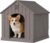 Dog House Outdoor, Plastic Small Dog House-Weatherproof Design with Air Vents & Elevated Floor for Small to Medium Dogs, Easy Clean and Assemble (Standard Grey, 26”L × 23.6”W × 25.8”H)