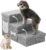 Dog Steps for High Bed, Foldable Dog Stairs with Storage, Grey