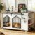 IRONCK Large Dog Crate Furniture with Rotating Bowls and Shelves