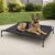 Veehoo Outdoor Dog Bed, Raised Dog Beds for Large Dogs, Elevated Dog Bed with Headrest, Washable Cooling Pet Cot with Non-Skid Feet, Breathable Mesh, Pet Hammock for Indoor or Camping, 47″, Black