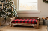 Cozy Farmhouse Christmas Dog Bed Ideas with Rustic Holiday Charm
